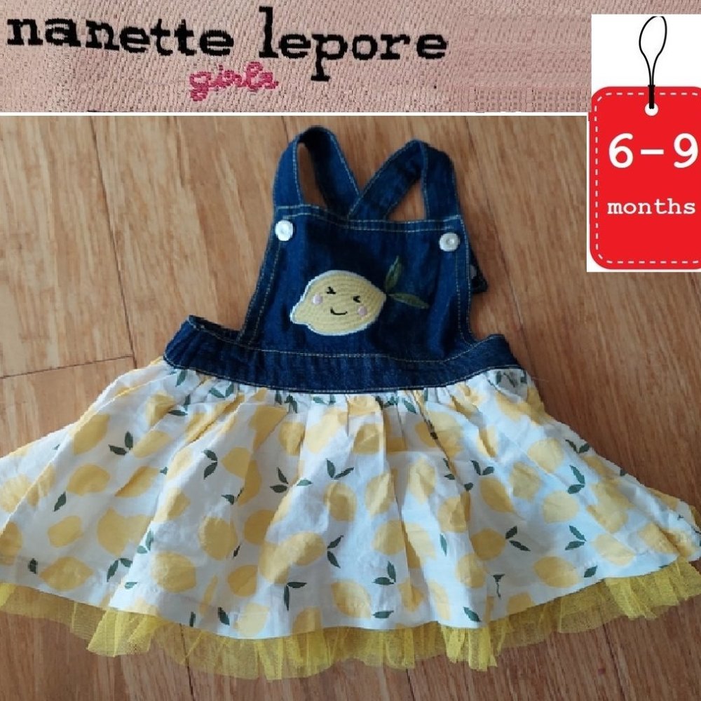 🎁 10/$25 -  lemon and denim jumper dress, 6-9 months, Nanette Lepore